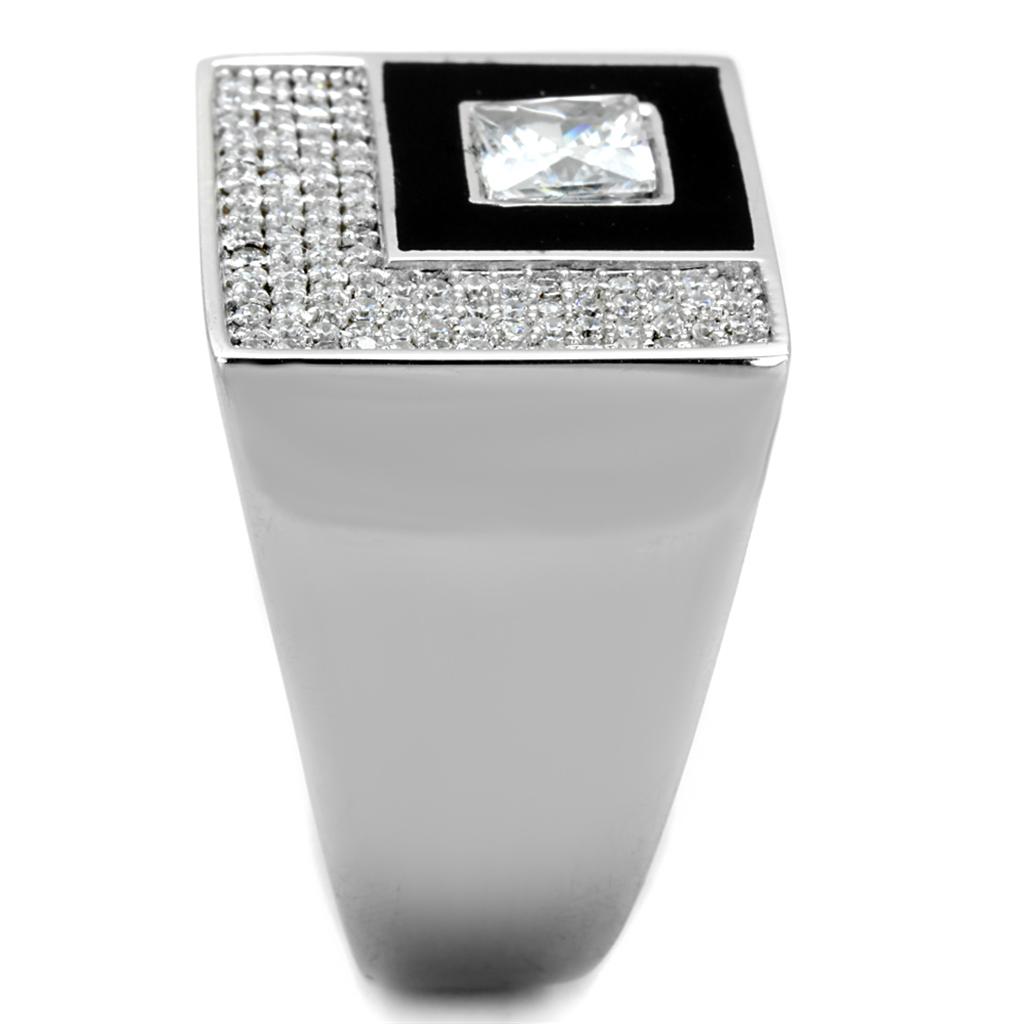 TS242 - Rhodium 925 Sterling Silver Ring with AAA Grade CZ  in Clear-3