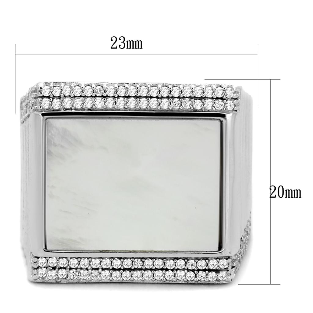 TS243 - Rhodium 925 Sterling Silver Ring with Precious Stone Conch in White-1