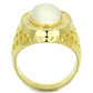 TS244 - Gold 925 Sterling Silver Ring with Synthetic Cat Eye in White-2