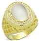TS244 - Gold 925 Sterling Silver Ring with Synthetic Cat Eye in White-4