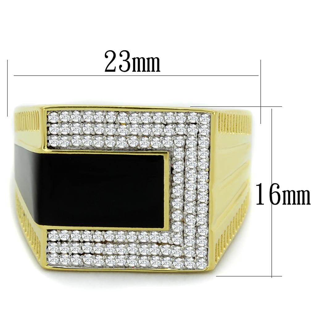 TS245 - Gold+Rhodium 925 Sterling Silver Ring with AAA Grade CZ  in Clear-1