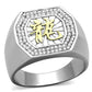 TS246 - Reverse Two-Tone 925 Sterling Silver Ring with AAA Grade CZ  in Clear-4