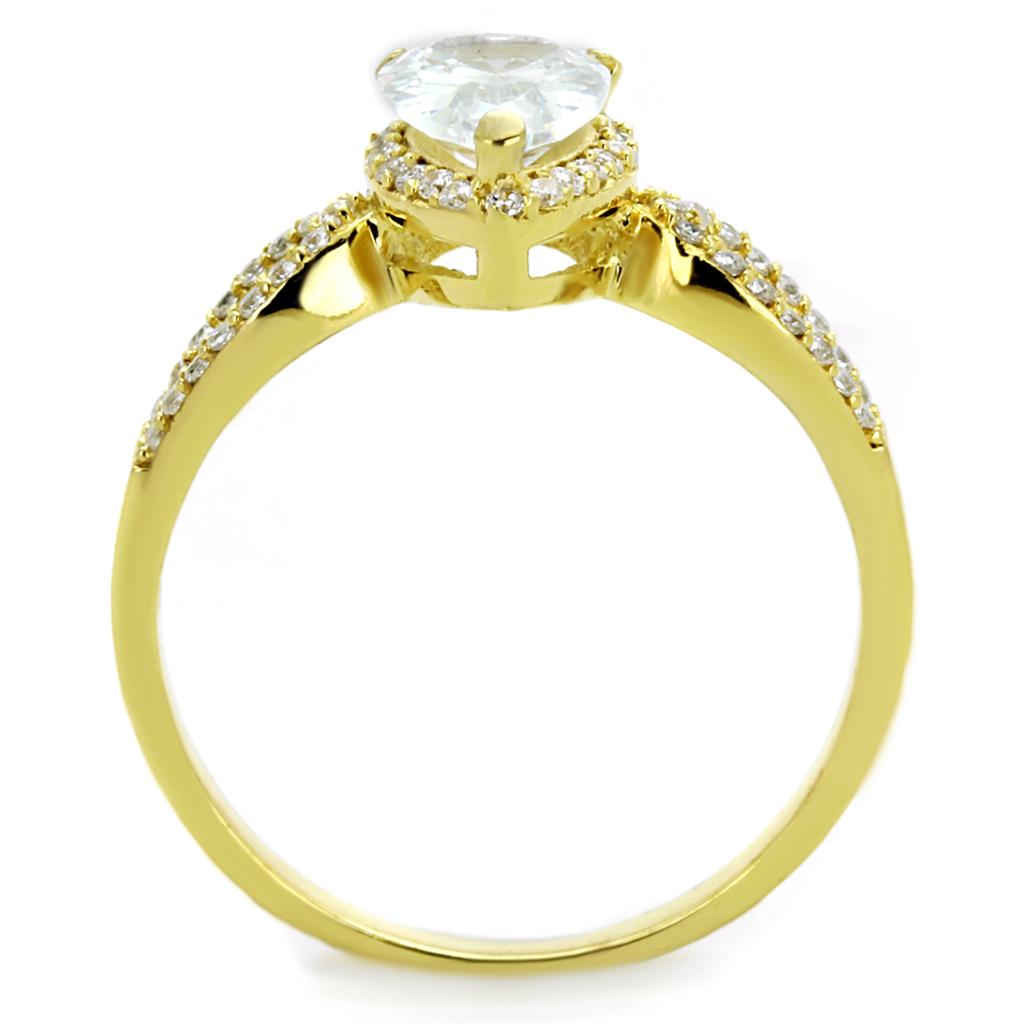 TS248 - Gold 925 Sterling Silver Ring with AAA Grade CZ  in Clear-2