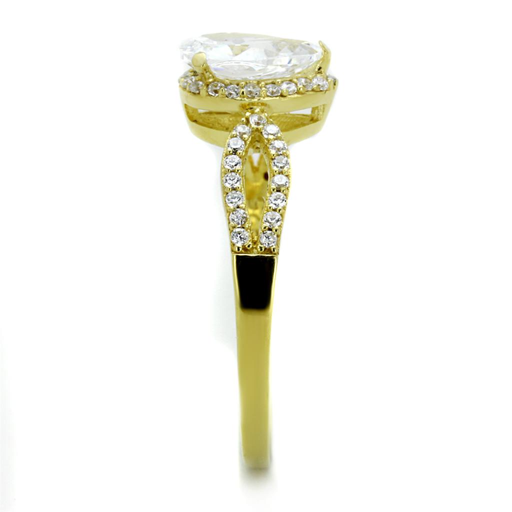 TS248 - Gold 925 Sterling Silver Ring with AAA Grade CZ  in Clear-3