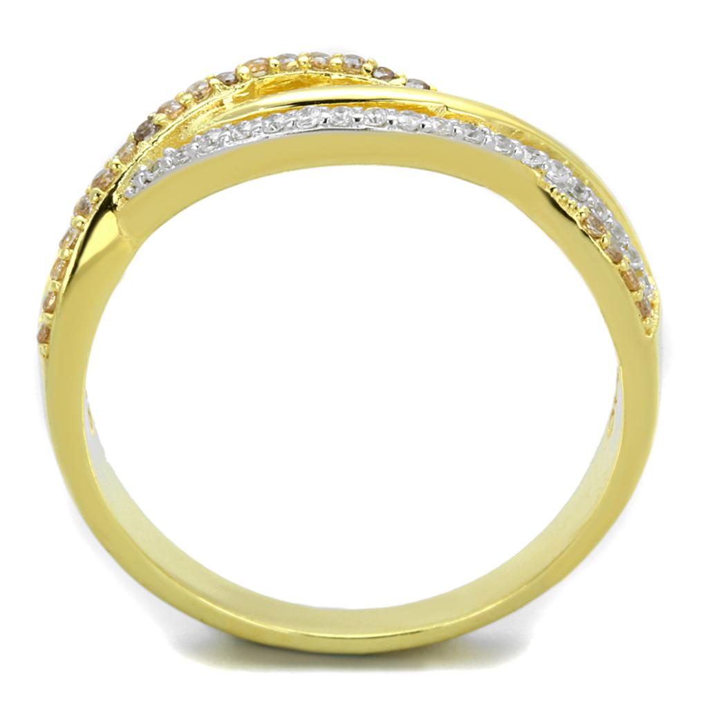 TS252 - Gold+Rhodium 925 Sterling Silver Ring with AAA Grade CZ  in Champagne-2