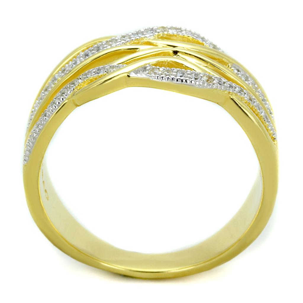 TS253 - Gold+Rhodium 925 Sterling Silver Ring with AAA Grade CZ  in Clear-2