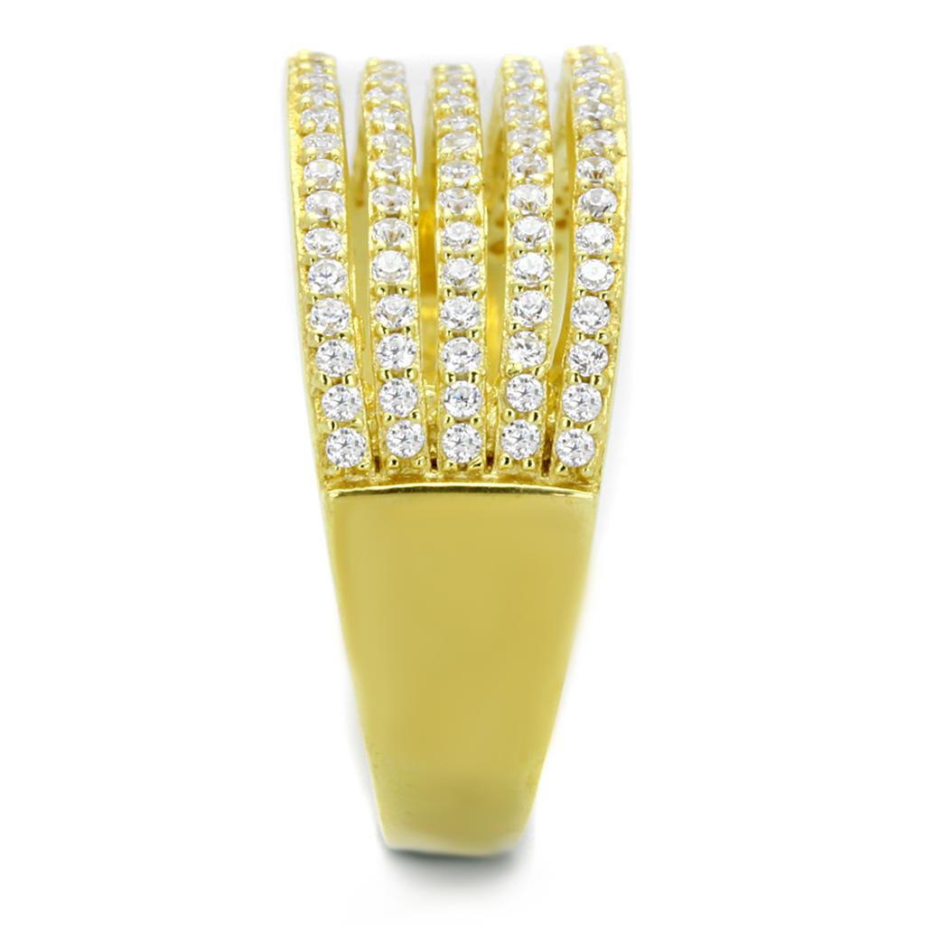 TS254 - Gold 925 Sterling Silver Ring with AAA Grade CZ  in Clear-3