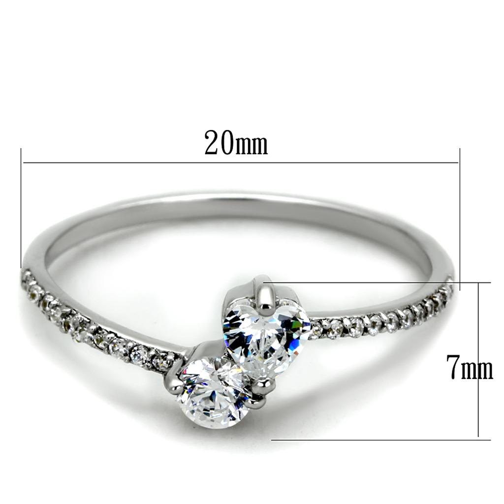 TS258 - Rhodium 925 Sterling Silver Ring with AAA Grade CZ  in Clear-1