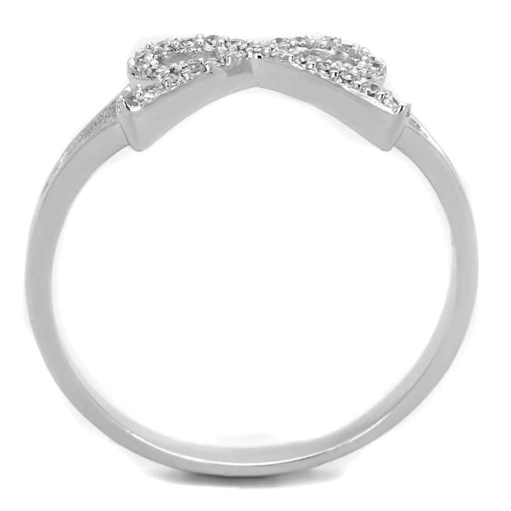 TS259 - Rhodium 925 Sterling Silver Ring with AAA Grade CZ  in Clear-2