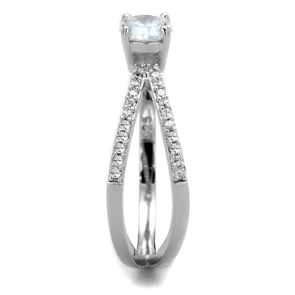 TS261 - Rhodium 925 Sterling Silver Ring with AAA Grade CZ  in Clear-3