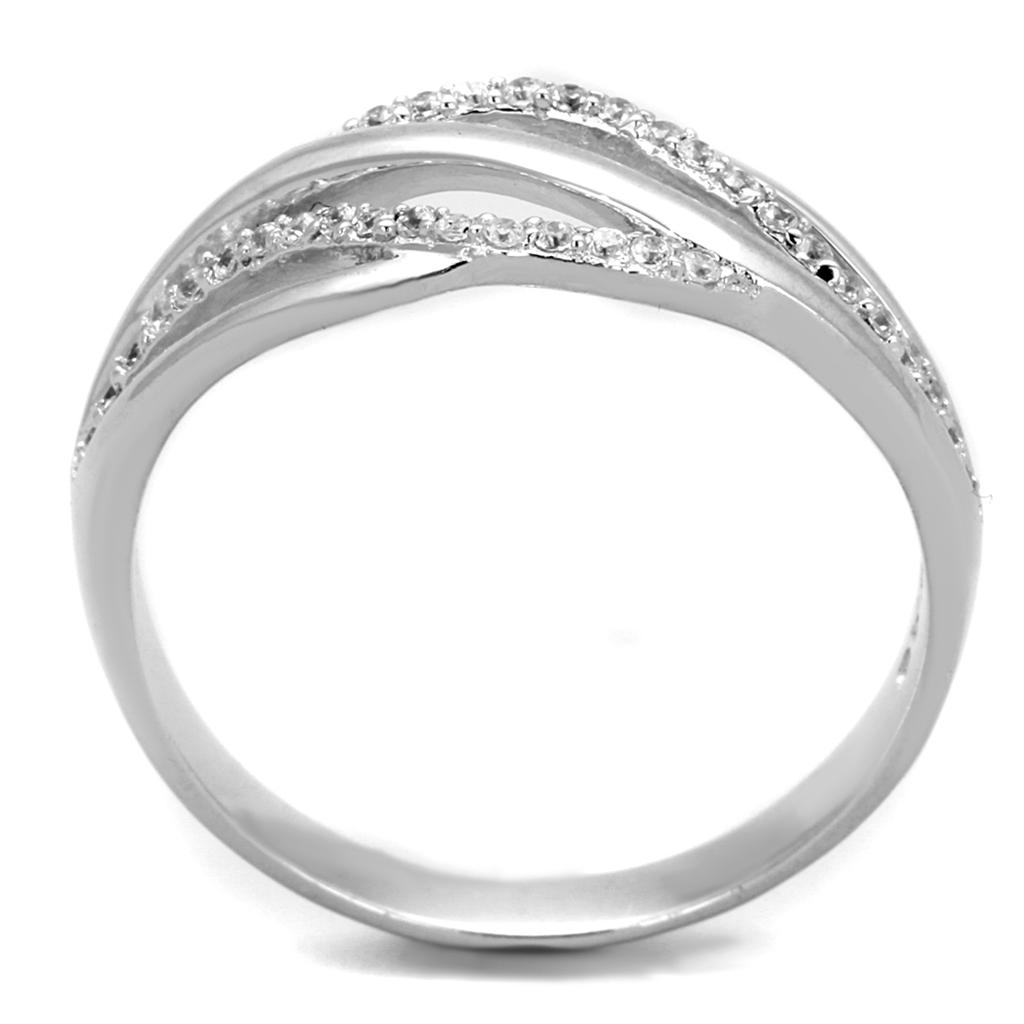 TS268 - Rhodium 925 Sterling Silver Ring with AAA Grade CZ  in Clear-2