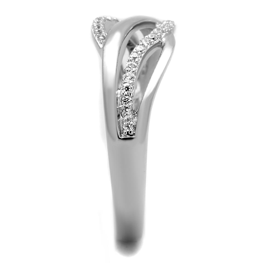 TS268 - Rhodium 925 Sterling Silver Ring with AAA Grade CZ  in Clear-3