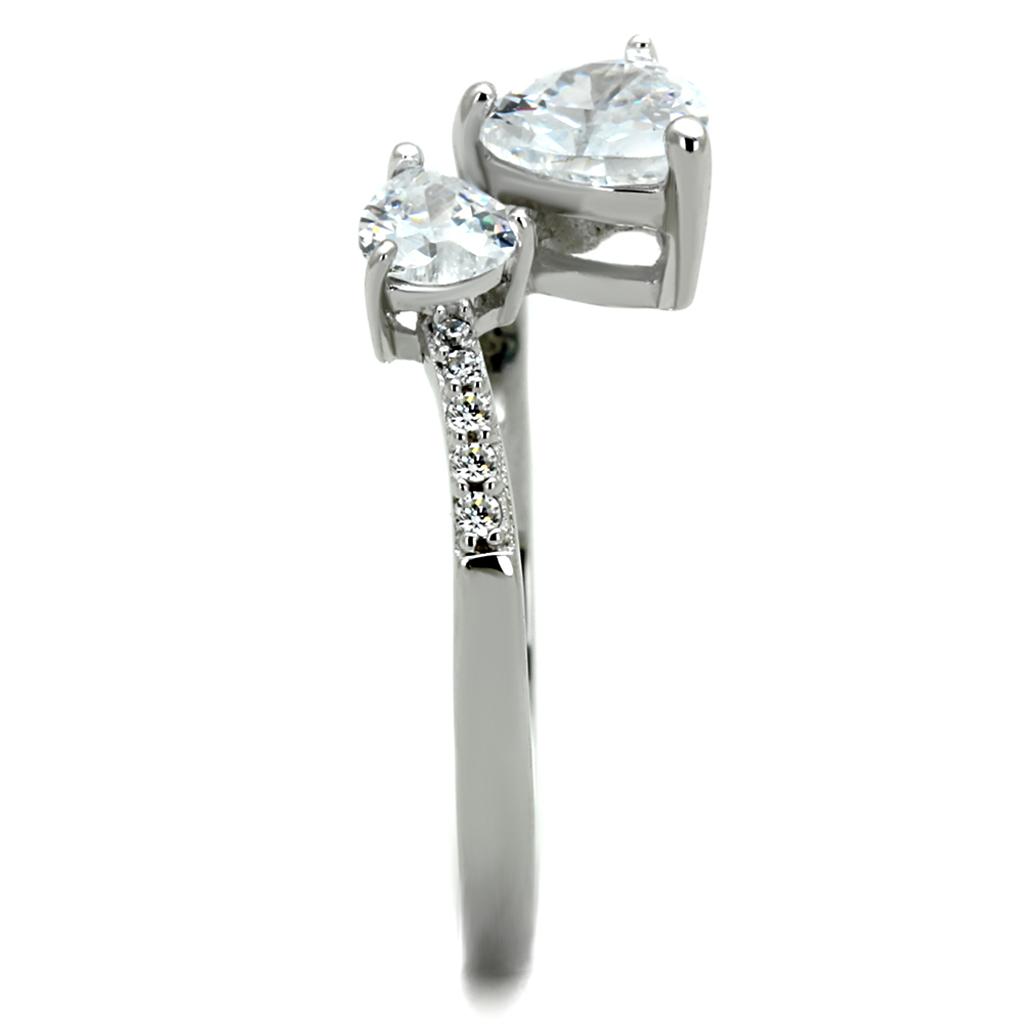 TS271 - Rhodium 925 Sterling Silver Ring with AAA Grade CZ  in Clear-3