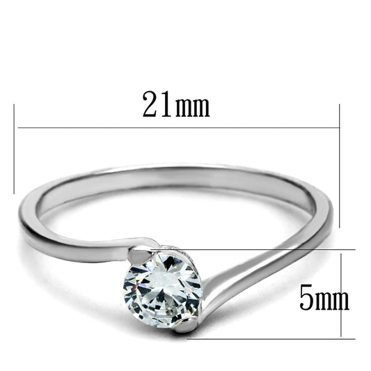 TS272 - Rhodium 925 Sterling Silver Ring with AAA Grade CZ  in Clear-1
