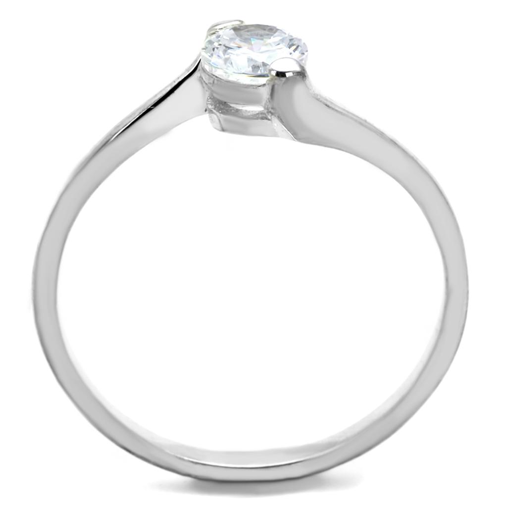 TS272 - Rhodium 925 Sterling Silver Ring with AAA Grade CZ  in Clear-2