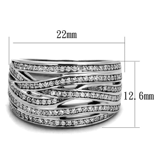 TS274 - Rhodium 925 Sterling Silver Ring with AAA Grade CZ  in Clear-1