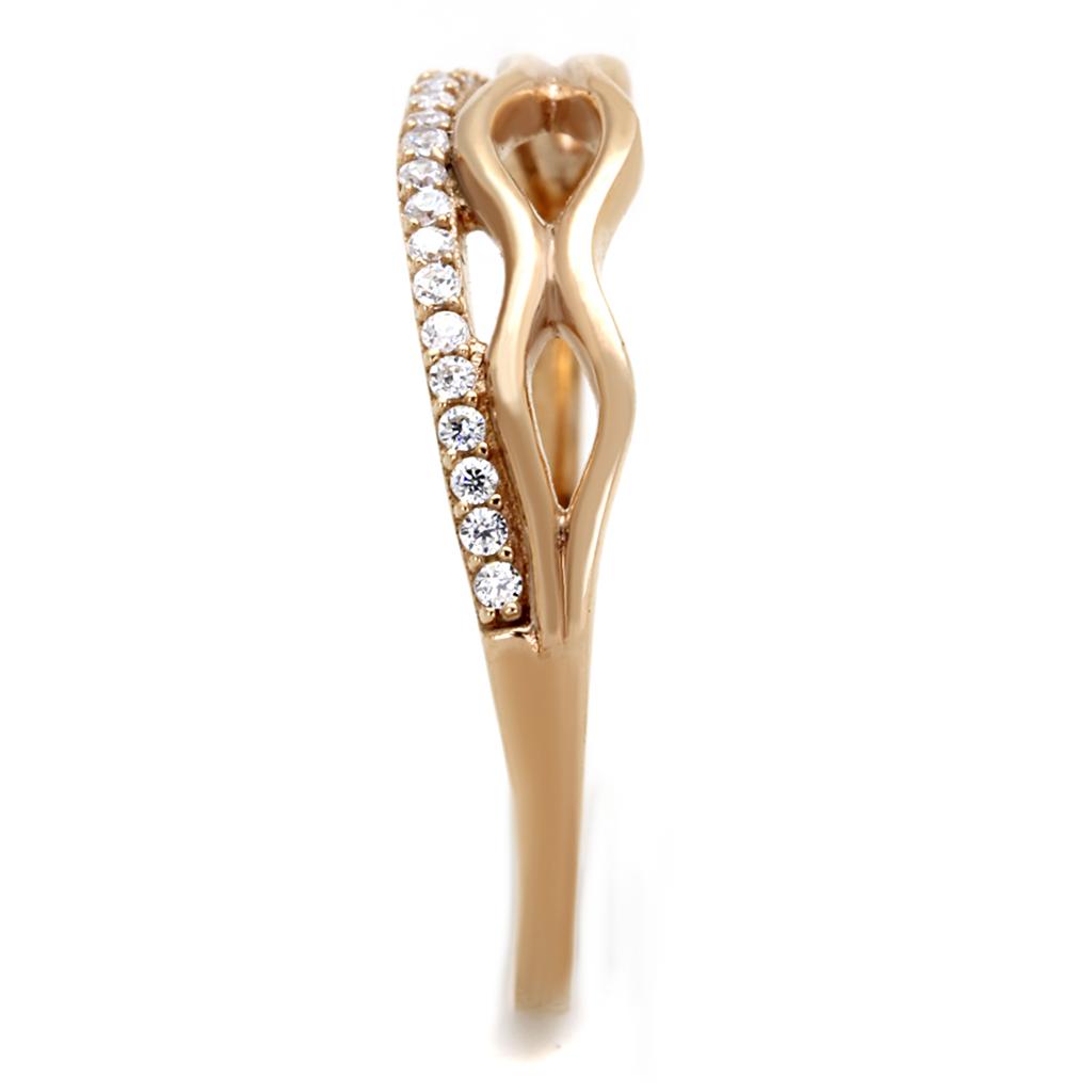 TS278 - Rose Gold 925 Sterling Silver Ring with AAA Grade CZ  in Clear-3