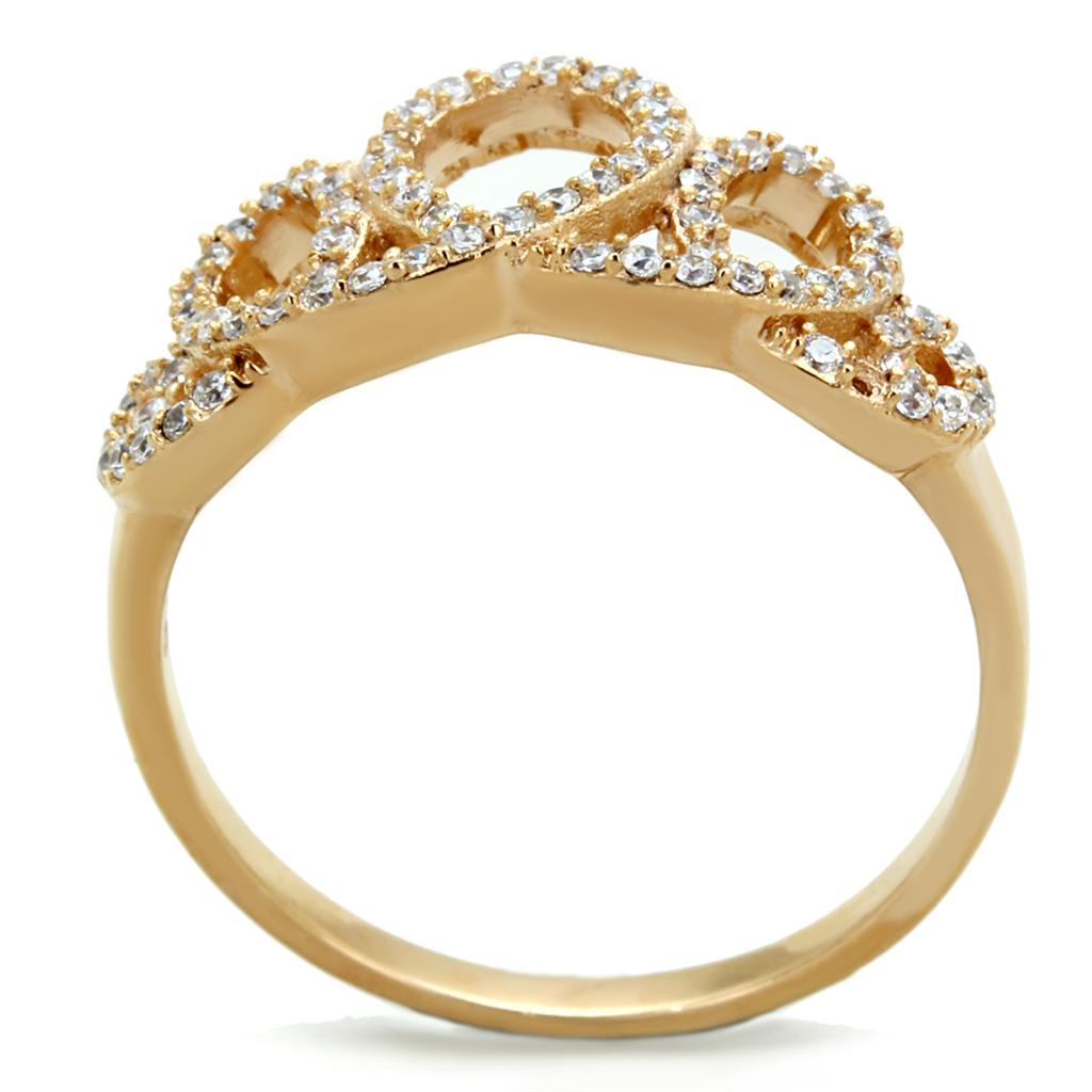 TS279 - Rose Gold 925 Sterling Silver Ring with AAA Grade CZ  in Clear-2