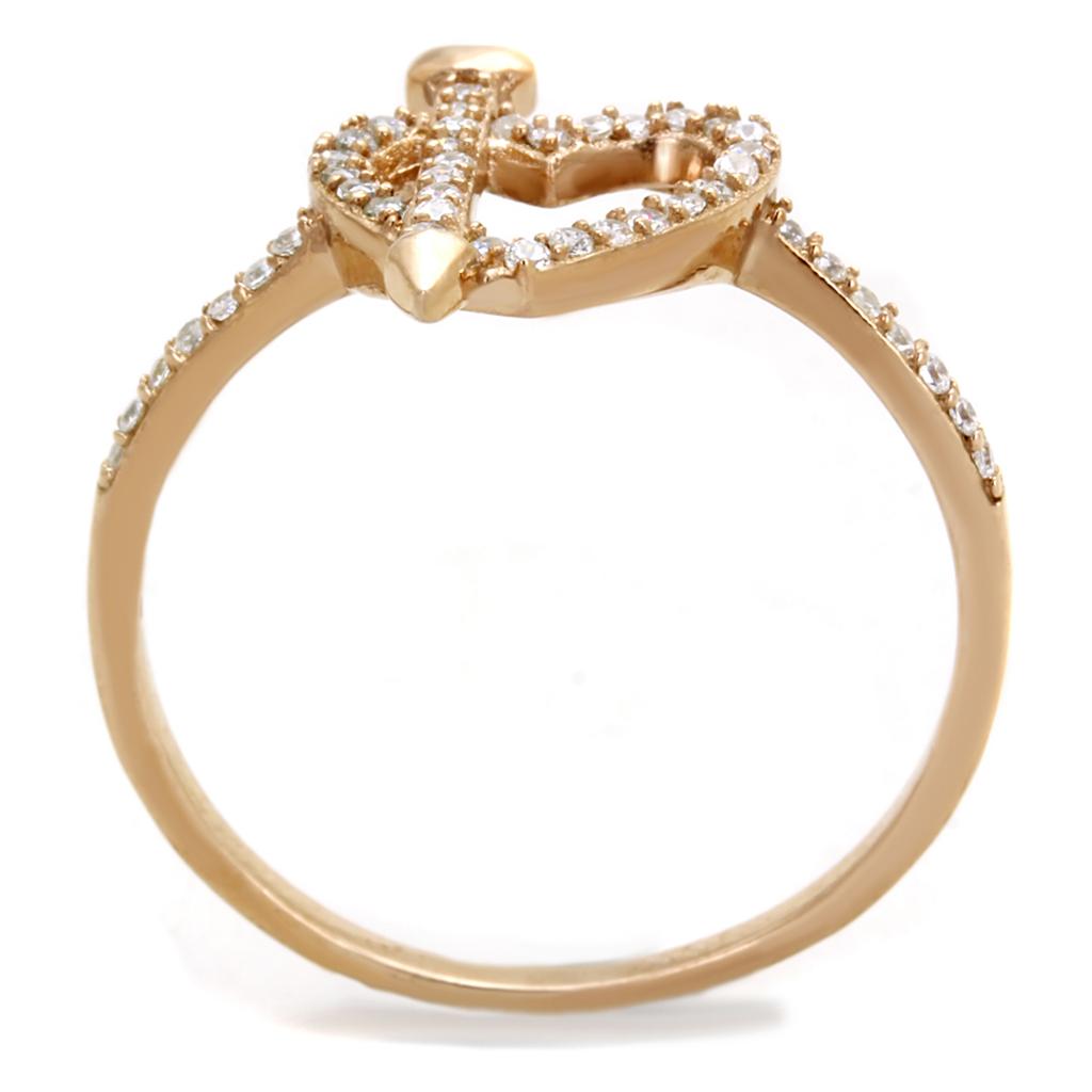 TS281 - Rose Gold 925 Sterling Silver Ring with AAA Grade CZ  in Clear-2