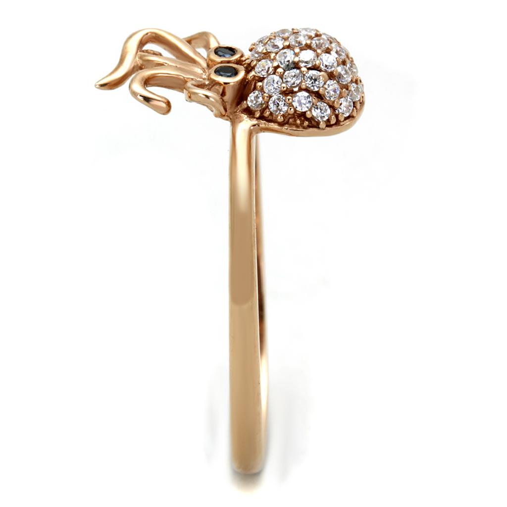 TS282 - Rose Gold 925 Sterling Silver Ring with AAA Grade CZ  in Black Diamond-3