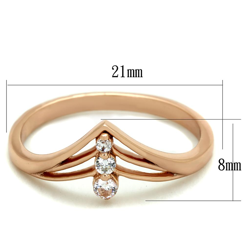TS283 - Rose Gold 925 Sterling Silver Ring with AAA Grade CZ  in Clear-1