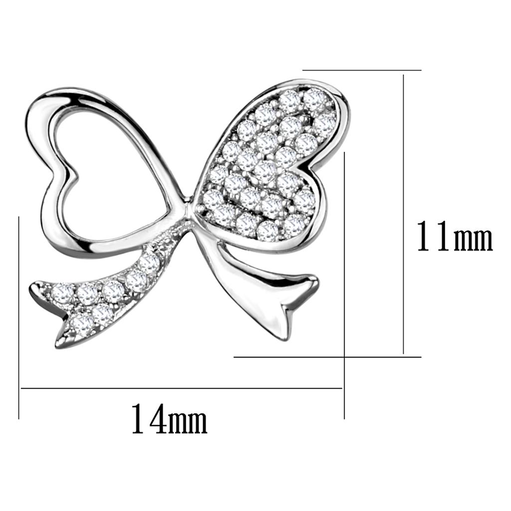 TS288 - Rhodium 925 Sterling Silver Earrings with AAA Grade CZ  in Clear-1