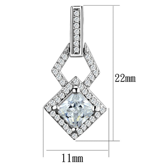 TS291 - Rhodium 925 Sterling Silver Earrings with AAA Grade CZ  in Clear-1