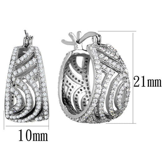 TS296 - Rhodium 925 Sterling Silver Earrings with AAA Grade CZ  in Clear-1