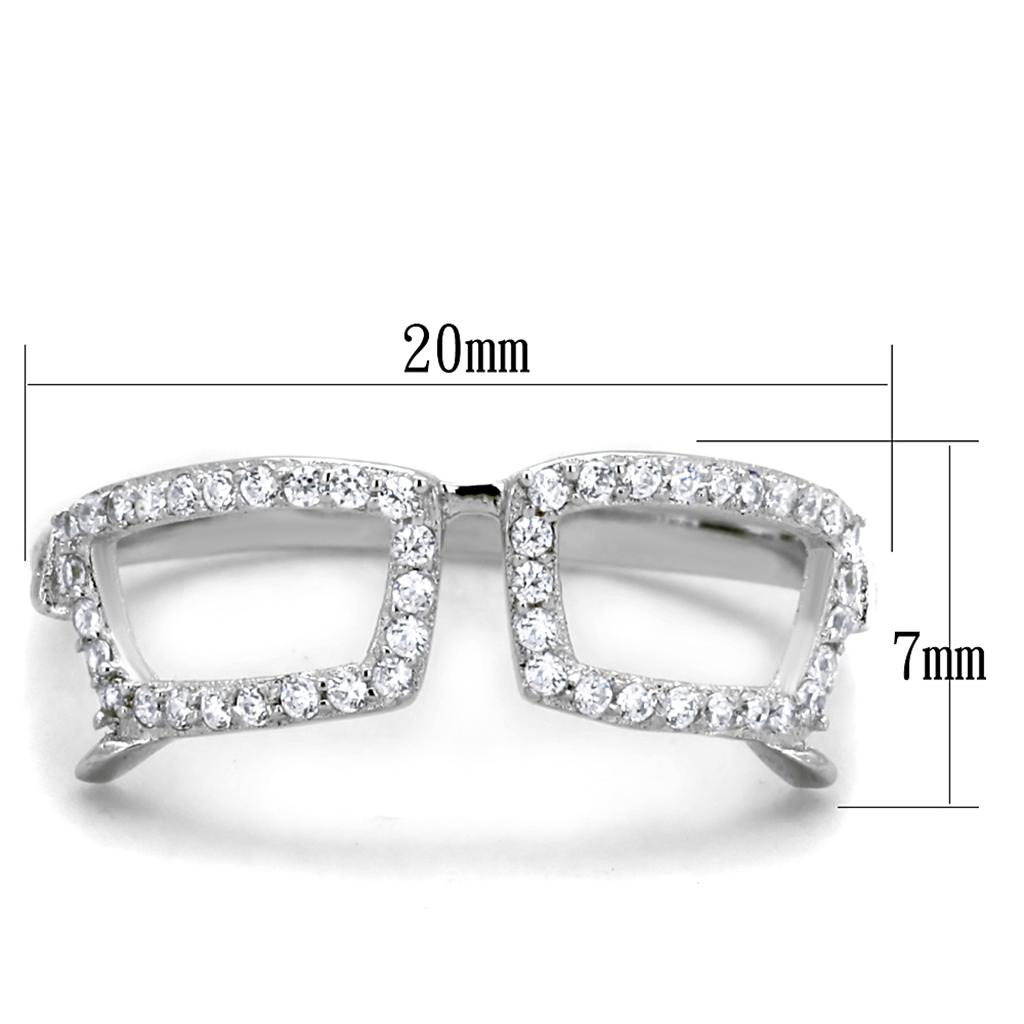 TS306 - Rhodium 925 Sterling Silver Ring with AAA Grade CZ  in Clear-1