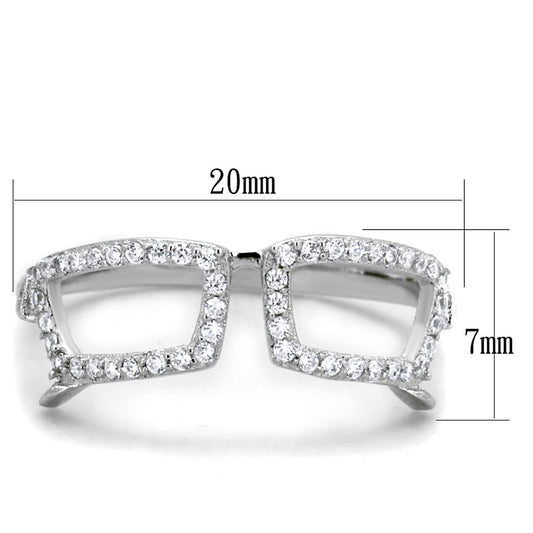 TS306 - Rhodium 925 Sterling Silver Ring with AAA Grade CZ  in Clear-1