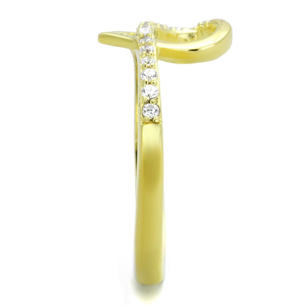 TS308 - Gold 925 Sterling Silver Ring with AAA Grade CZ  in Clear-3