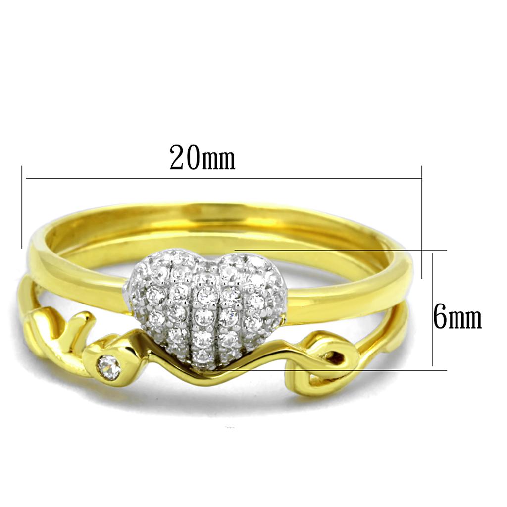 TS311 - Gold+Rhodium 925 Sterling Silver Ring with AAA Grade CZ  in Clear-1