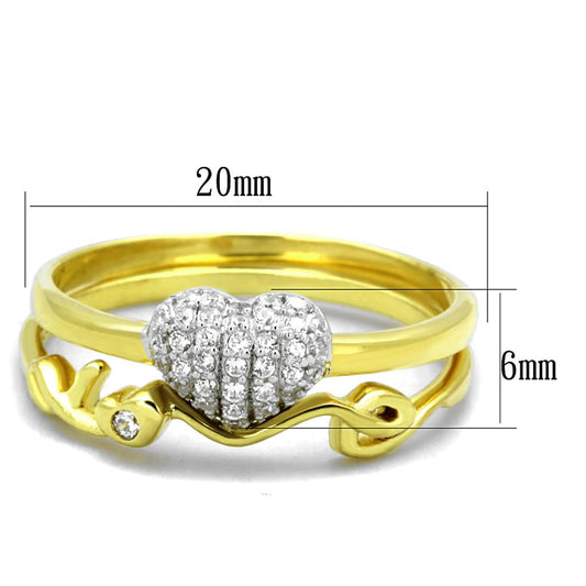 TS311 - Gold+Rhodium 925 Sterling Silver Ring with AAA Grade CZ  in Clear-1