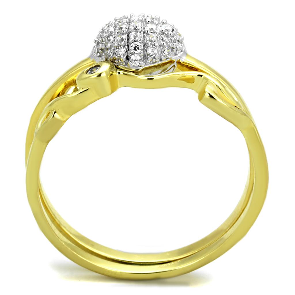 TS311 - Gold+Rhodium 925 Sterling Silver Ring with AAA Grade CZ  in Clear-2