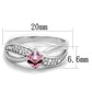 TS313 - Rhodium 925 Sterling Silver Ring with Top Grade Crystal  in Light Rose-1