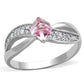 TS313 - Rhodium 925 Sterling Silver Ring with Top Grade Crystal  in Light Rose-4