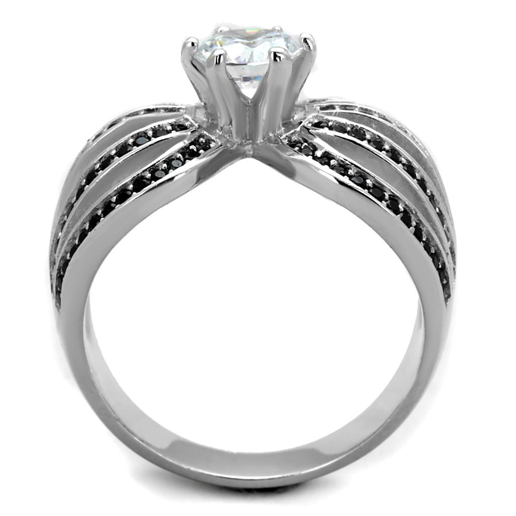 TS314 - Rhodium 925 Sterling Silver Ring with AAA Grade CZ  in Clear-2