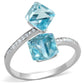 TS317 - Rhodium 925 Sterling Silver Ring with AAA Grade CZ  in Sea Blue-4