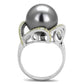 TS318 - Rhodium 925 Sterling Silver Ring with Synthetic Pearl in Gray-2