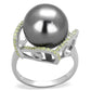 TS318 - Rhodium 925 Sterling Silver Ring with Synthetic Pearl in Gray-4