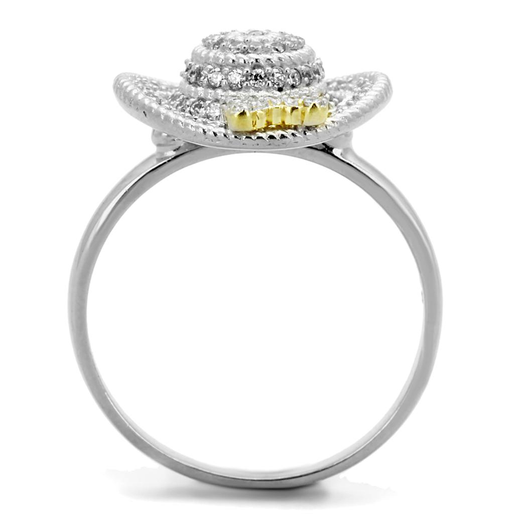 TS319 - Reverse Two-Tone 925 Sterling Silver Ring with AAA Grade CZ  in Topaz-3