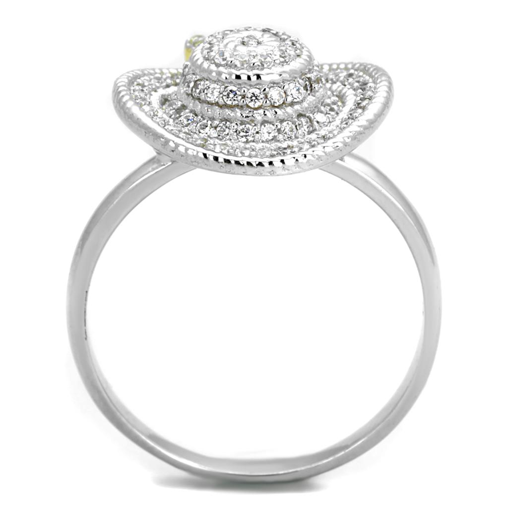 TS319 - Reverse Two-Tone 925 Sterling Silver Ring with AAA Grade CZ  in Topaz-2