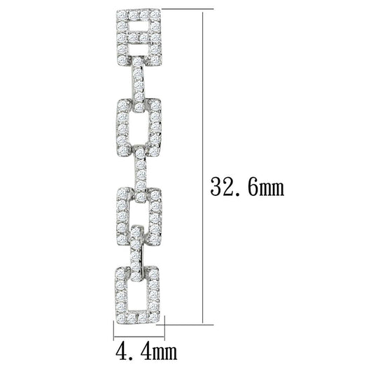 TS326 - Rhodium 925 Sterling Silver Earrings with AAA Grade CZ  in Clear-1