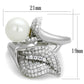 TS329 - Rhodium 925 Sterling Silver Ring with Synthetic Pearl in White-1