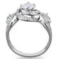 TS332 - Rhodium 925 Sterling Silver Ring with AAA Grade CZ  in Clear-2