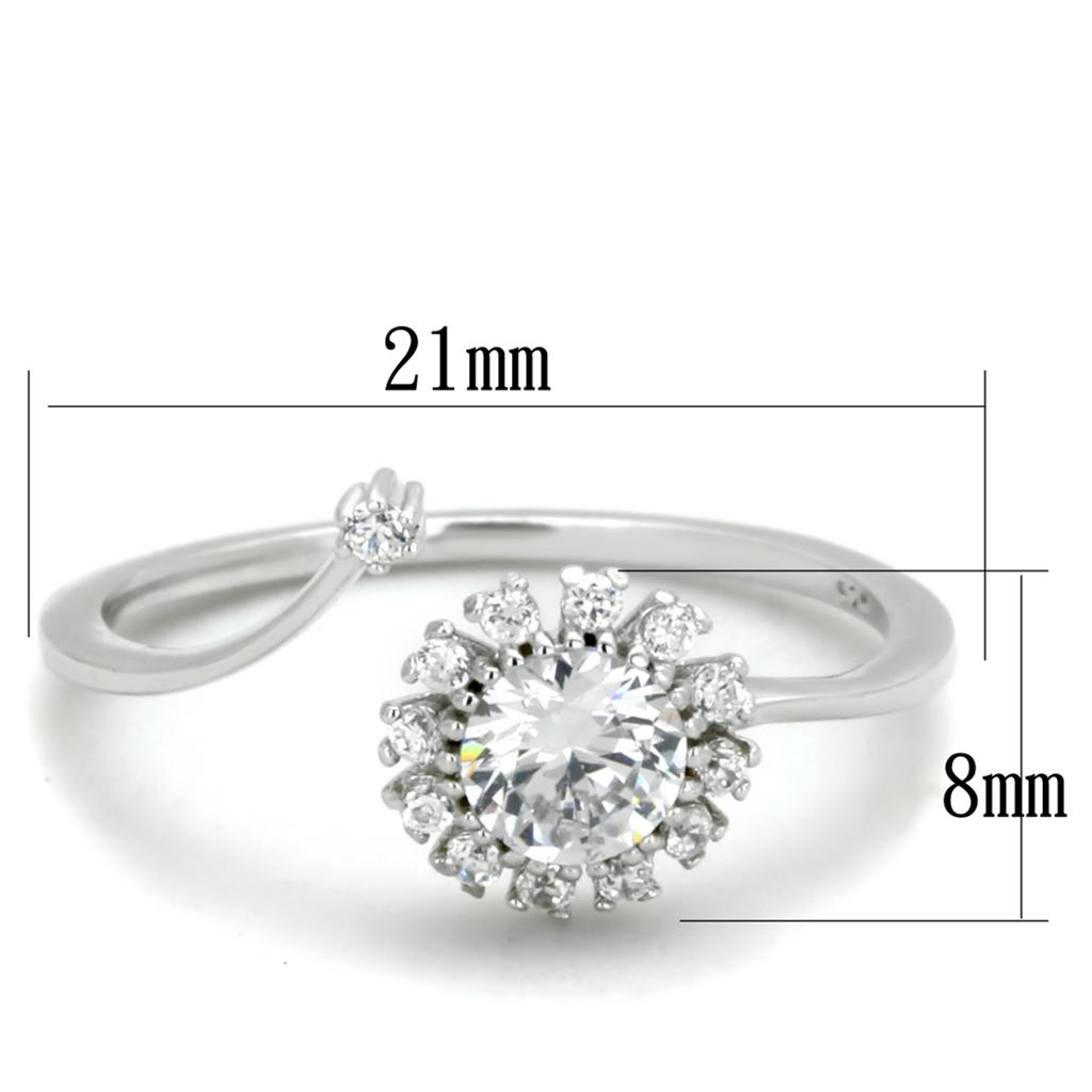 TS335 - Rhodium 925 Sterling Silver Ring with AAA Grade CZ  in Clear-1