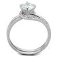 TS336 - Rhodium 925 Sterling Silver Ring with AAA Grade CZ  in Clear-2