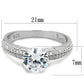 TS338 - Rhodium 925 Sterling Silver Ring with AAA Grade CZ  in Clear-1