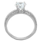 TS338 - Rhodium 925 Sterling Silver Ring with AAA Grade CZ  in Clear-2