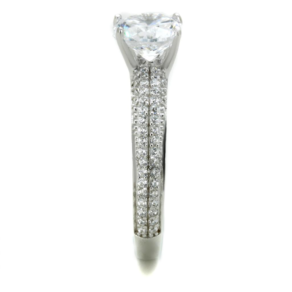 TS338 - Rhodium 925 Sterling Silver Ring with AAA Grade CZ  in Clear-3